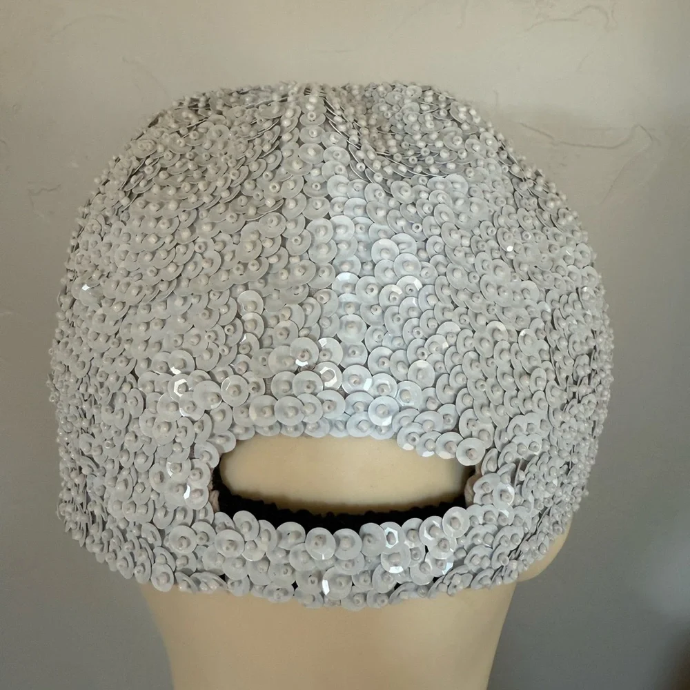 Strapback Hat Off White‎ One Size Lightweight Embellished Sequin Indonesia